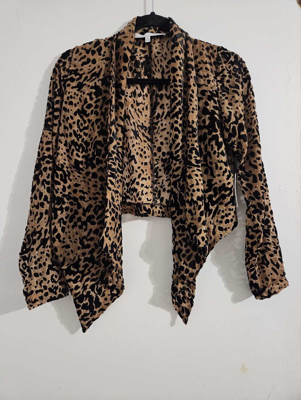 Lovers + Friends Leopard Print Open Front Jacket - Tan & Black